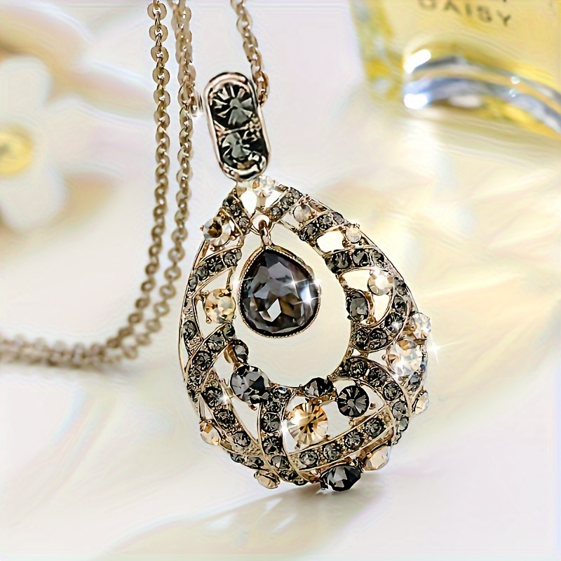 Long Necklace with Golden Artificial Crystal for Women